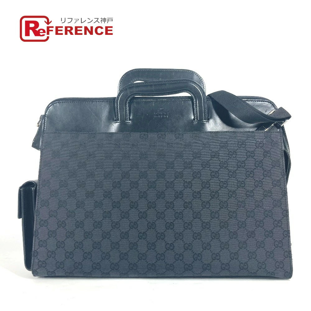 GUCCI Document Bag Briefcase GG Shoulder Crossbody Business Canvas Leather